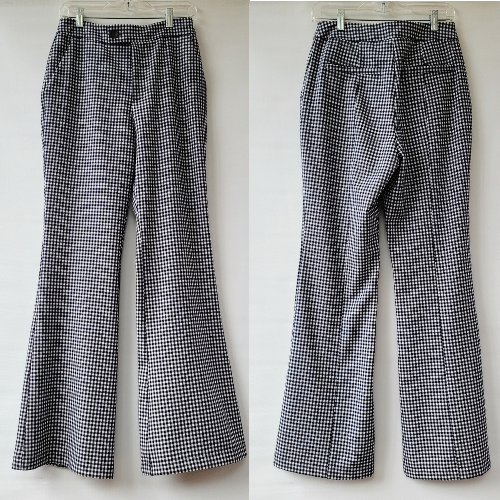 Avec Les Filles Black and White Checkered Flare Pants Size 6 High Waist Neutral - Picture 14 of 14